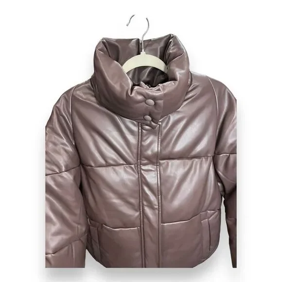 APPARIS Jemma Brown‎ Puffer Coat Size Large Faux Leather NWT